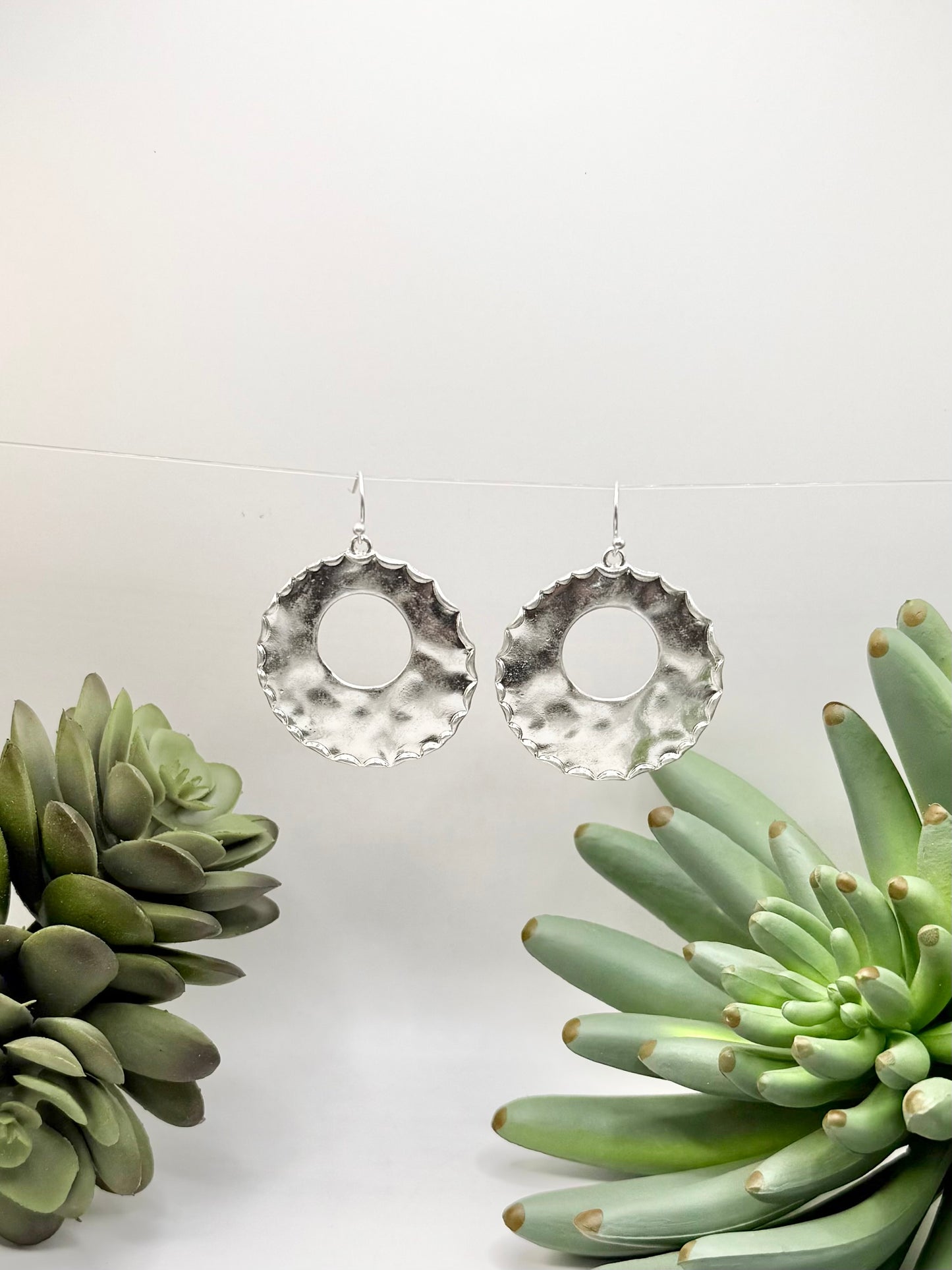 Textured Edge Hoop Earrings - Gold or Silver