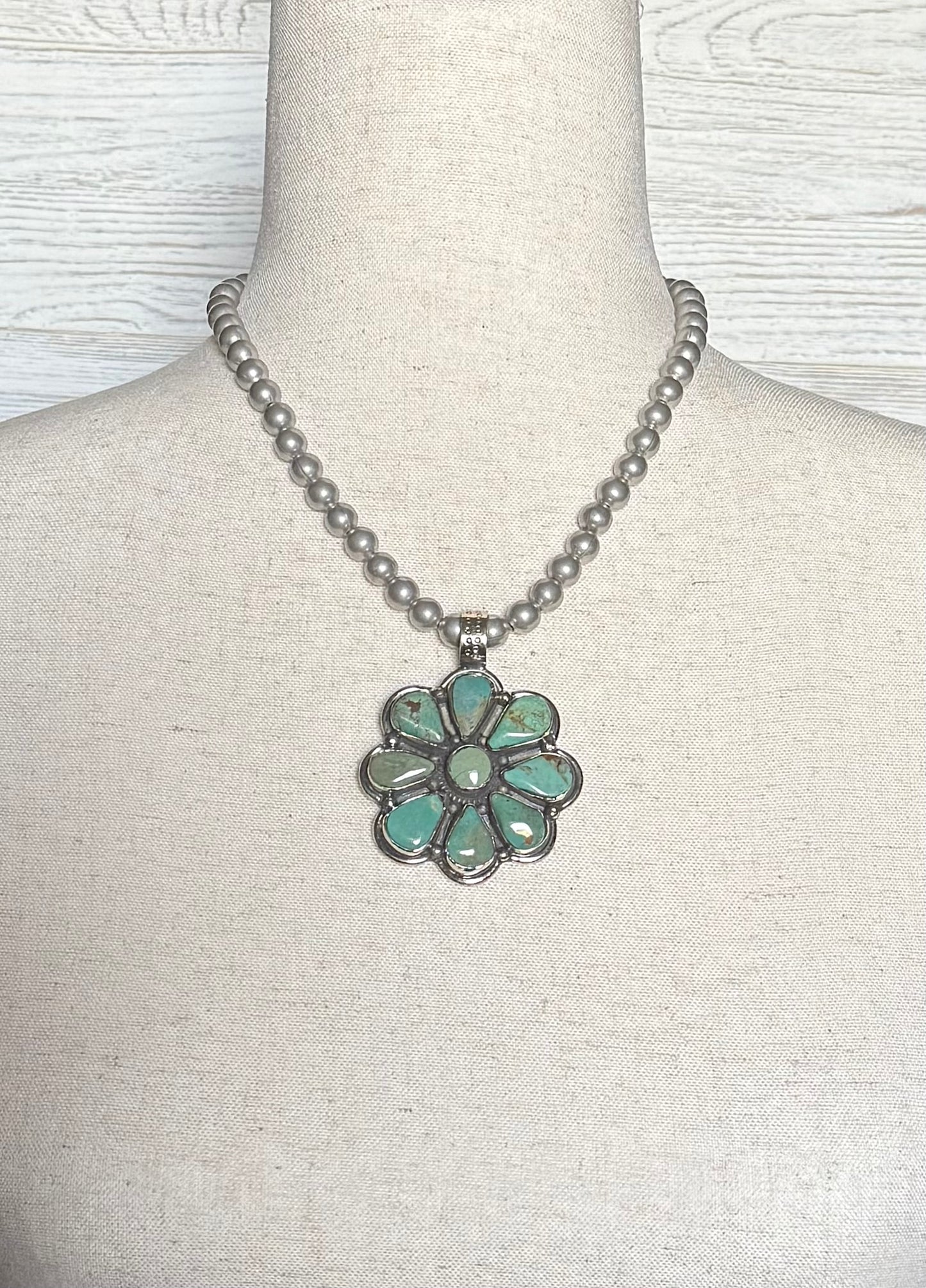 Bold Turquoise Flower Necklace