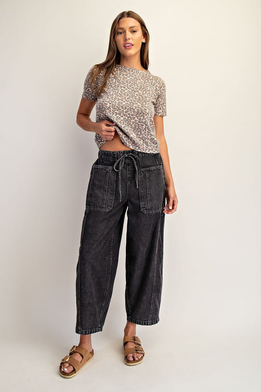 Black Cropped Denim Pants