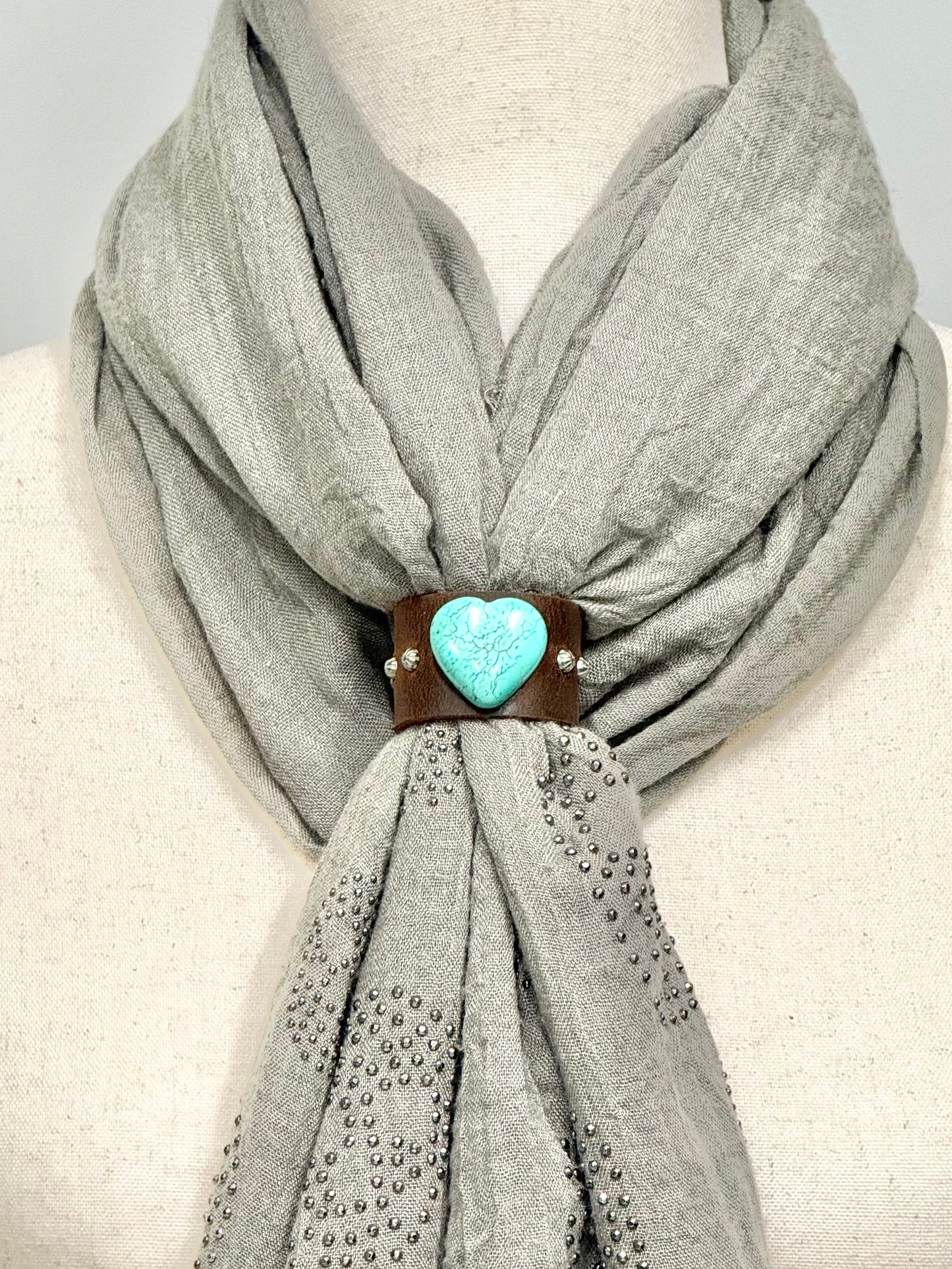 Turquoise Heart Scarf Slide