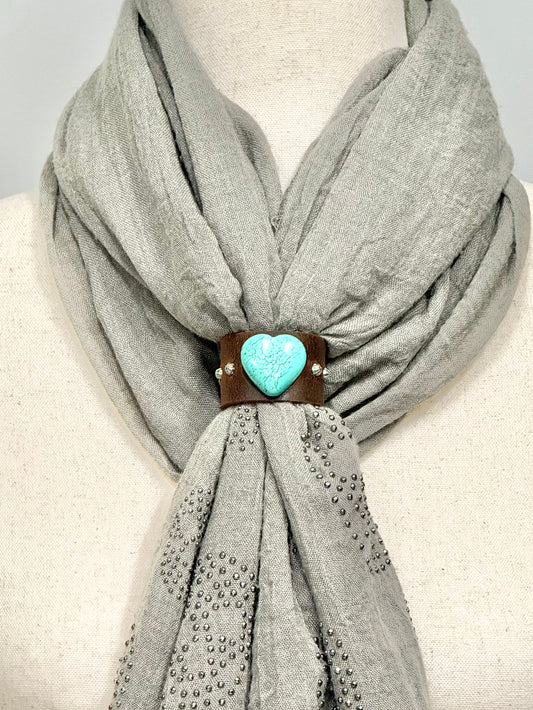 Turquoise Heart Scarf Slide