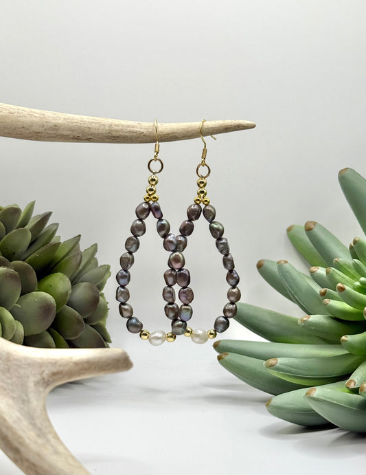 Freshwater Peacock Pearl Hoop Earrings