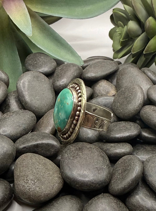Turquoise Raised Dot Oval Ring
