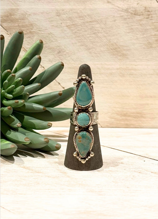 Triple Stone Turquoise Ring