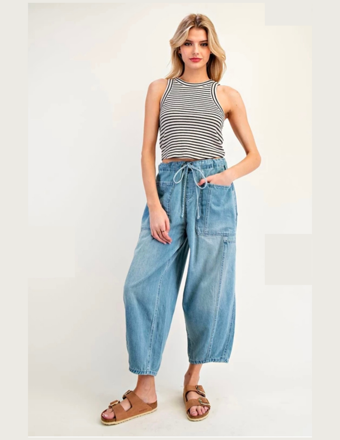 Wide Leg Crop Denim Pants