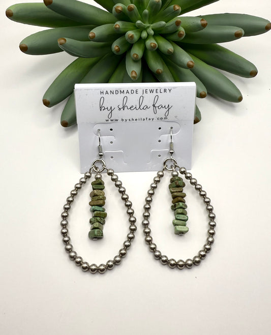 Green Turquoise Chip Earrings