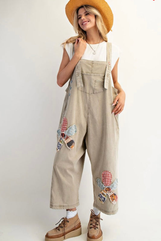 Flower Patch Washed Overalls