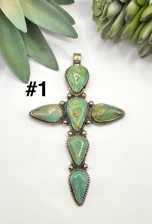 Bold Turquoise Nugget Cross Pendant