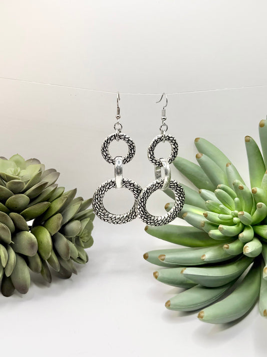 Triple Hoop Textured Earrings