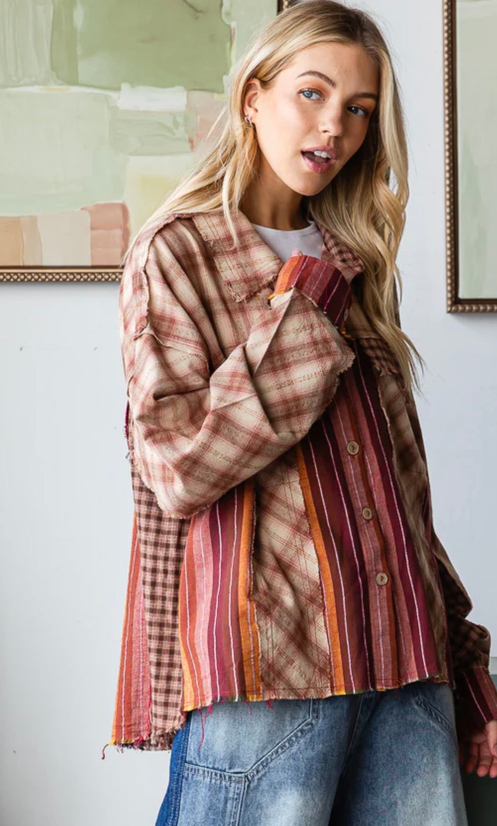 Washed Plaid & Stripe Mixed Shirt - Preorder