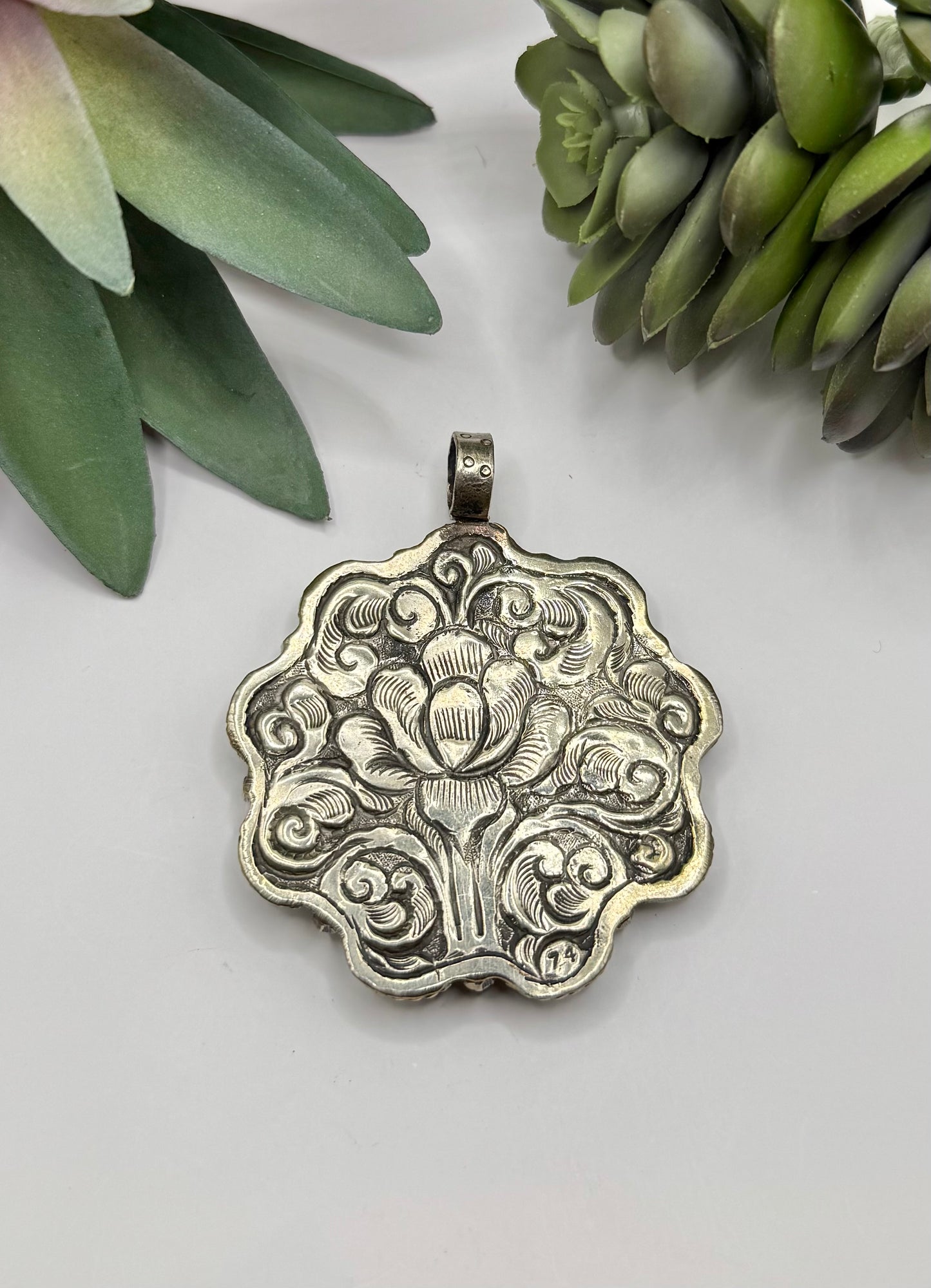 Genuine Turquoise Flower pendant
