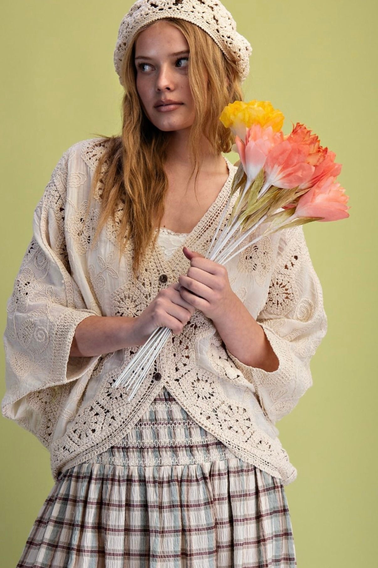 Crochet Mix Button Front Duster