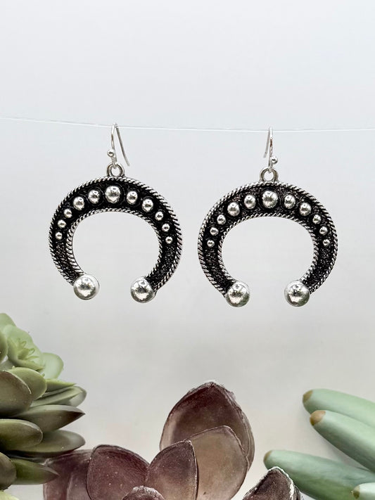 Raised Dot Horseshoe Earrings
