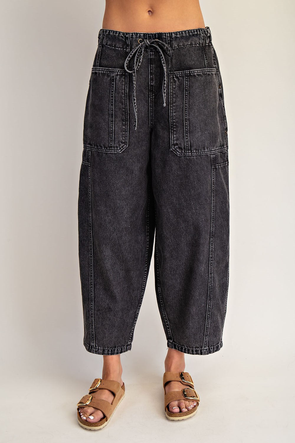 Black Denim Cropped Pants