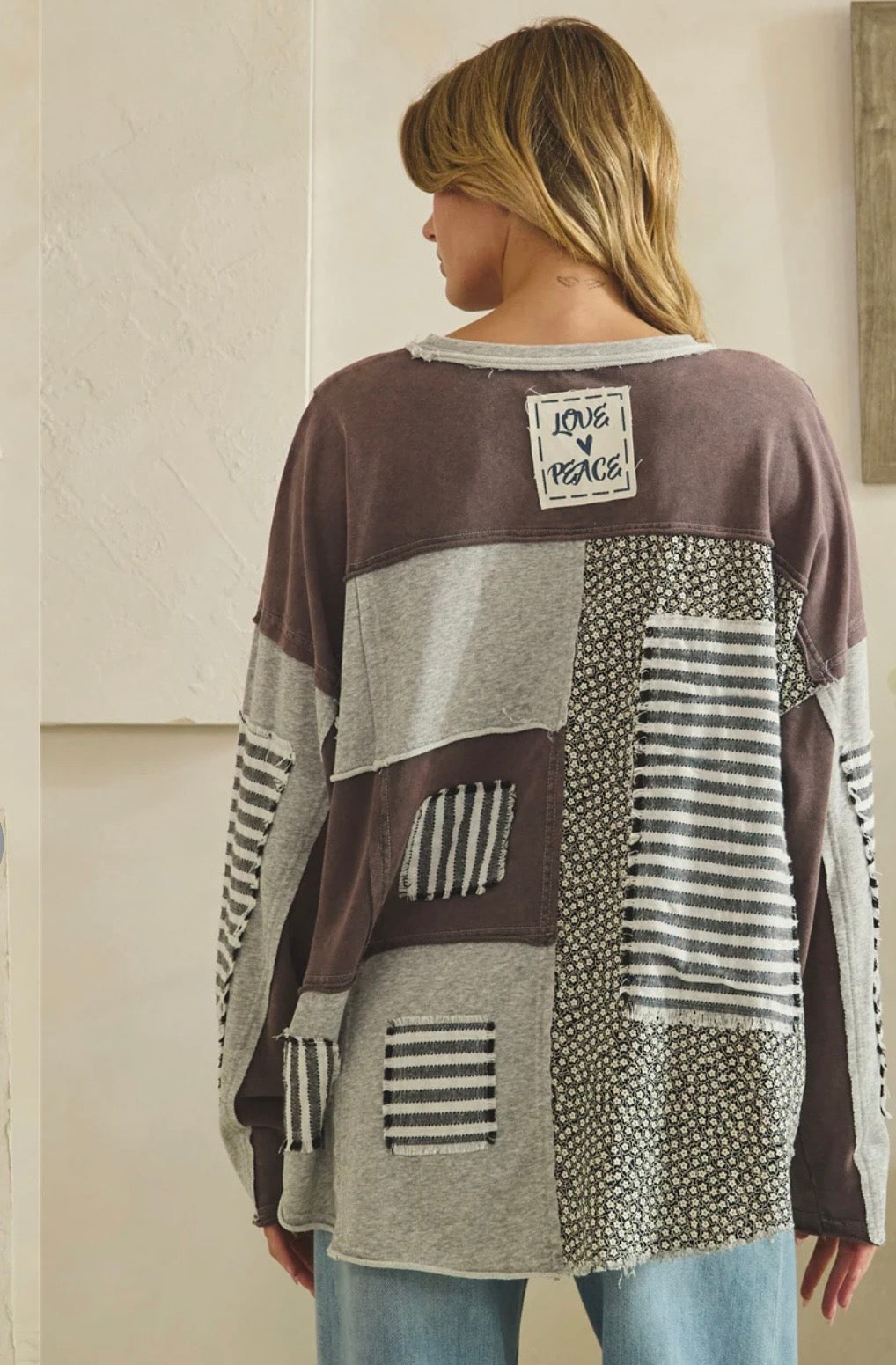 Washed Striped Patchwork Sweatshirt - Preorder