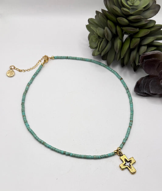 Cut Out Gold Cross Necklace