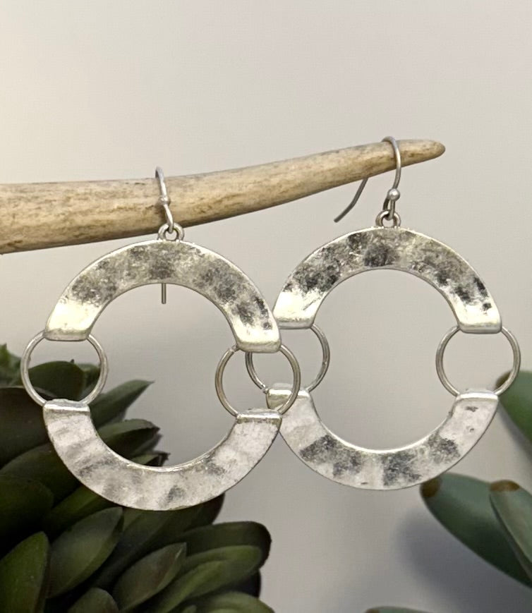 Silver Hoop Linked Earrings