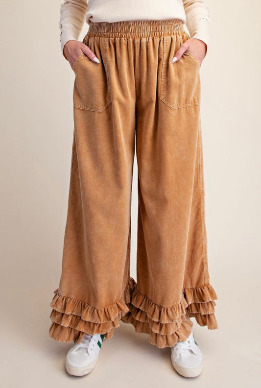 Ruffle Bottom Washed Baby Corduroy Pants - Preorder