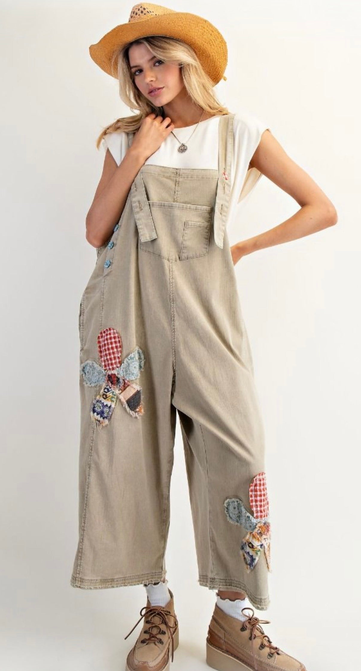 Flower Patch Washed Overalls