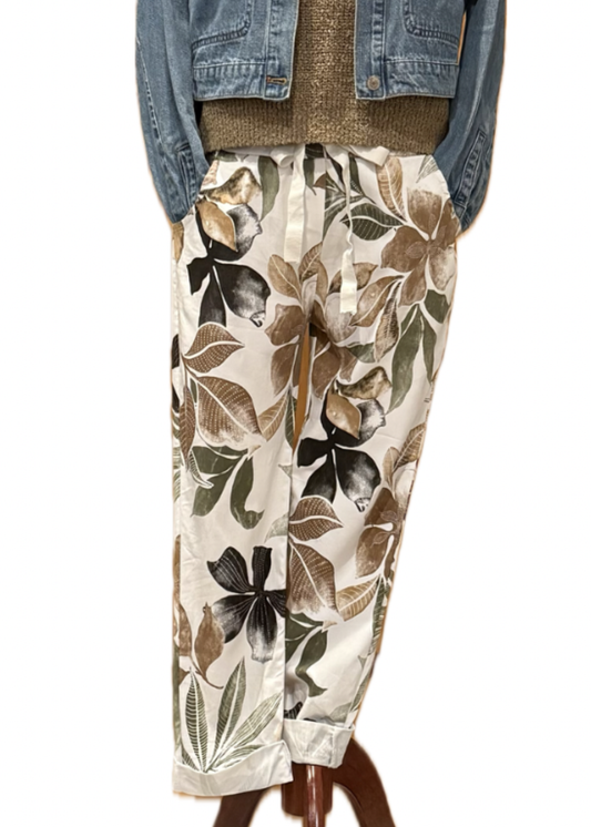 Earthy Floral Stretch Pants