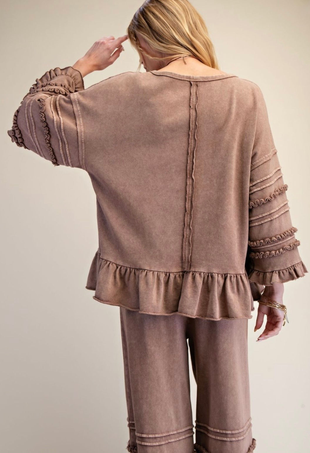 Washed Ruffle Bottom Top