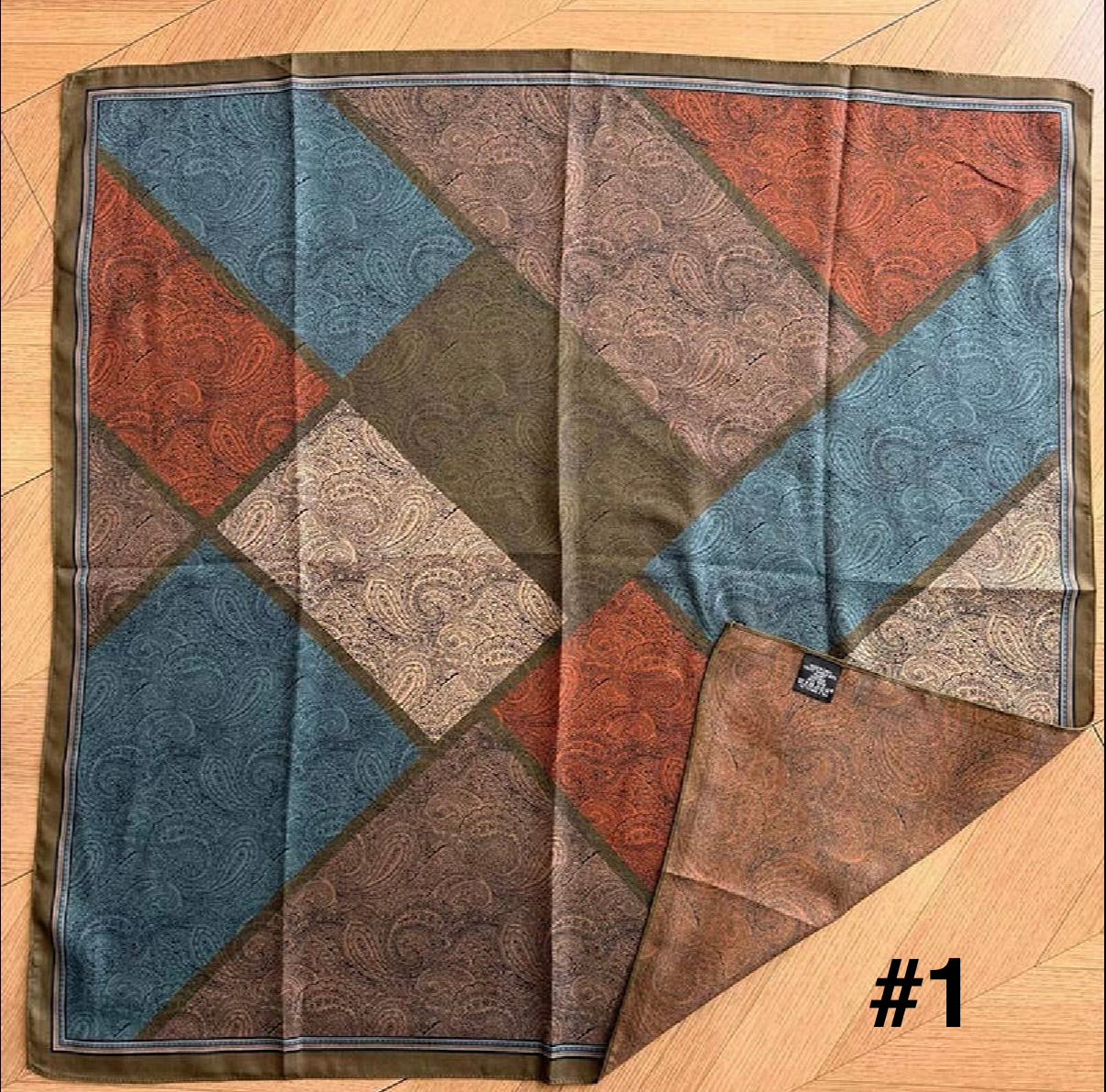 Double Sided Western Paisley Bandana Square Scarf - 35.4in