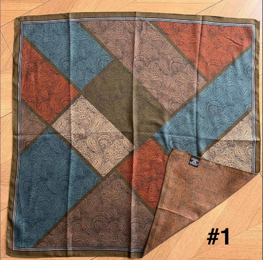 Double Sided Western Paisley Bandana Square Scarf - 35.4in