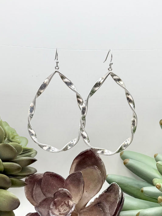 Twisted Silver Teardrop Earrings