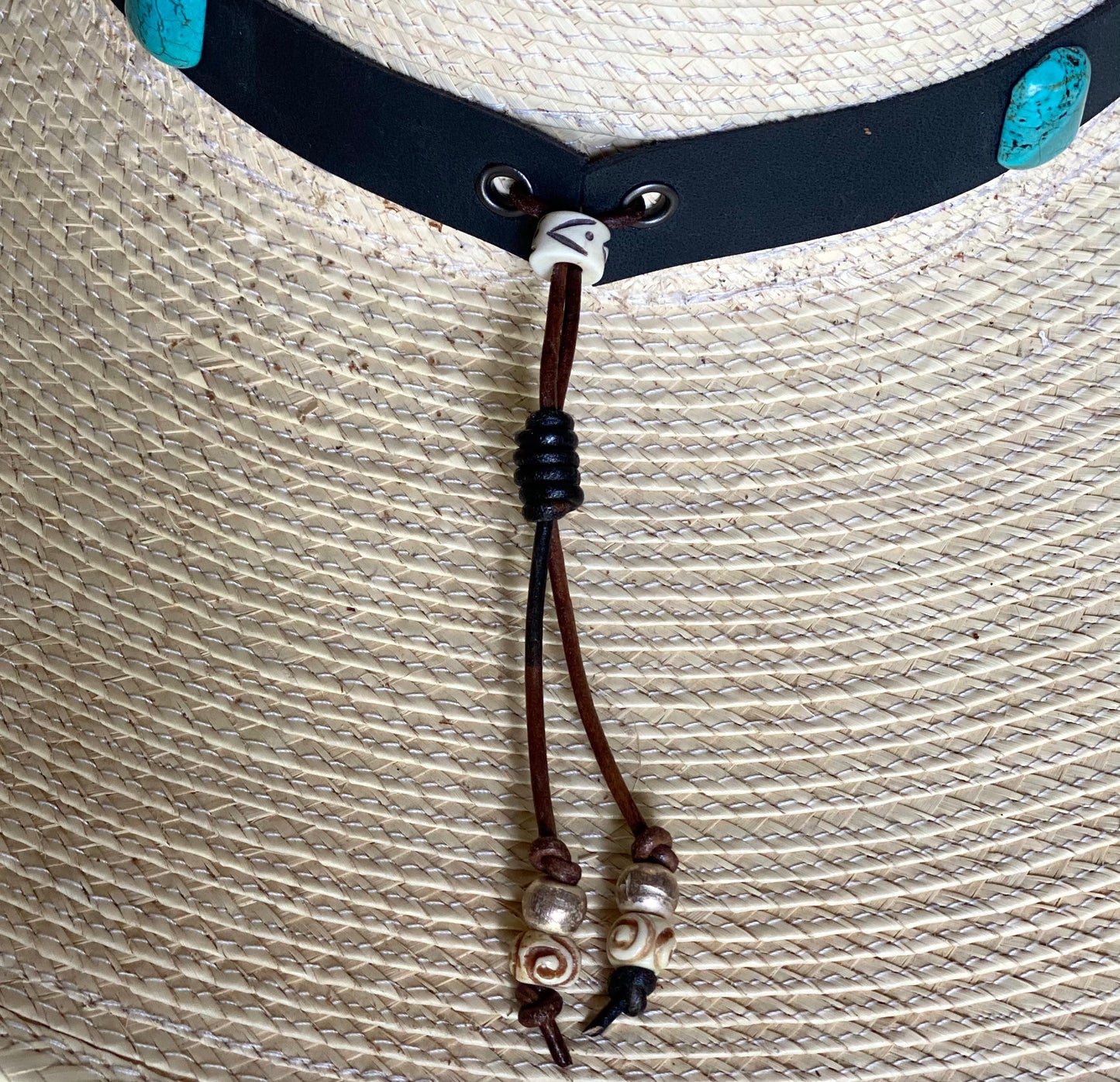 Black Leather & Turquoise Hatband