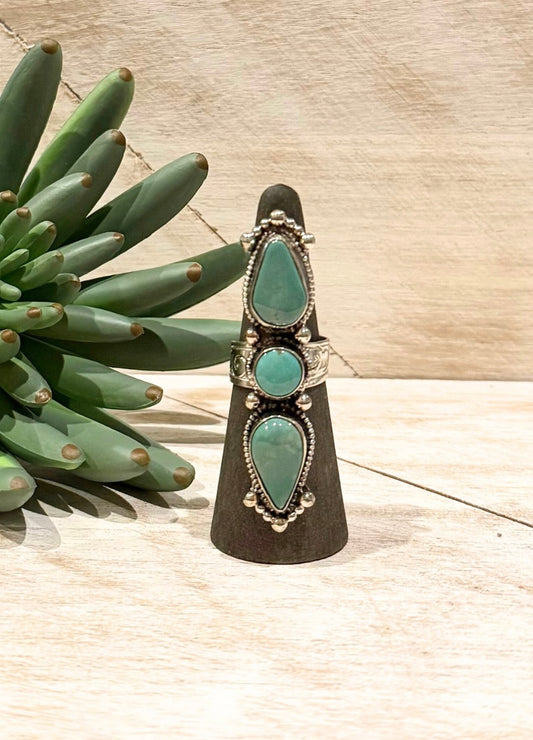 Triple Stone Turquoise Ring