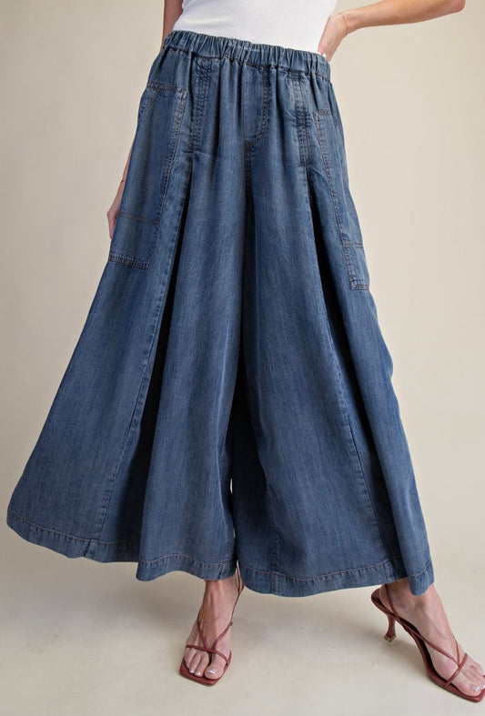 Wide Leg Denim Palazzo Pant