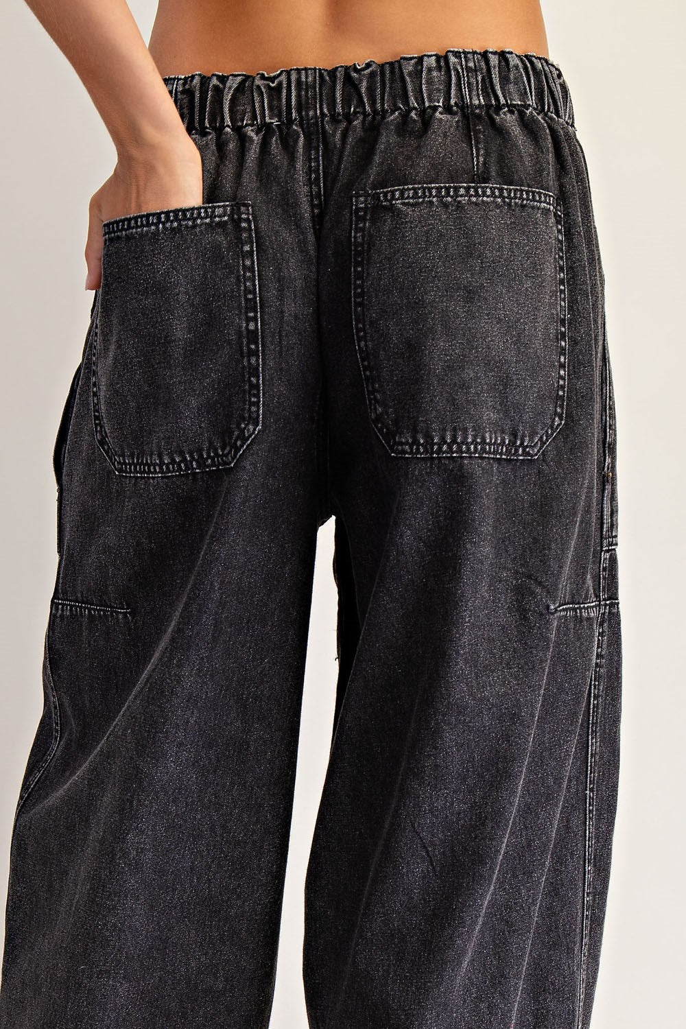 Black Denim Cropped Pants