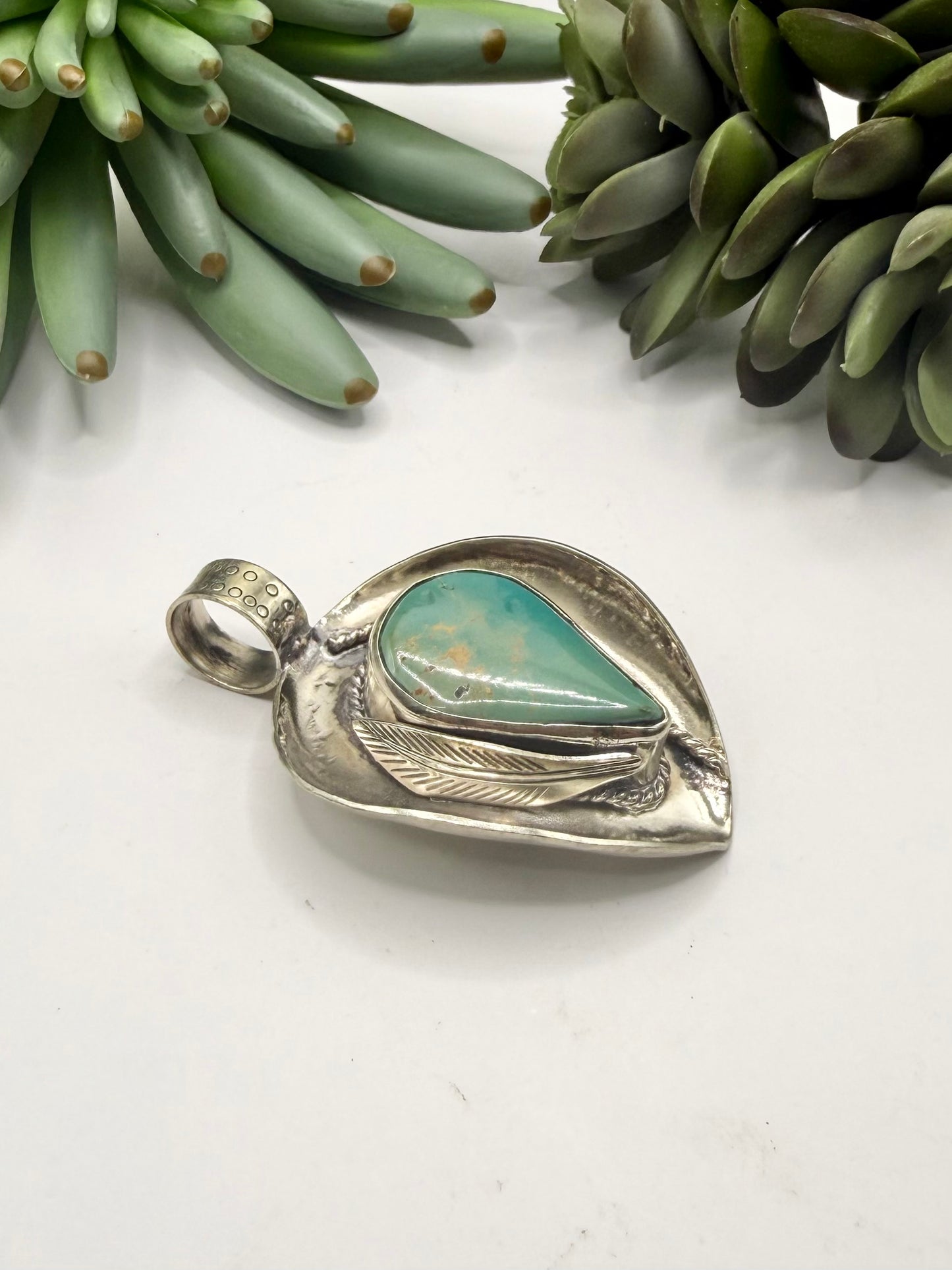 Western Hat Turquoise Pendant