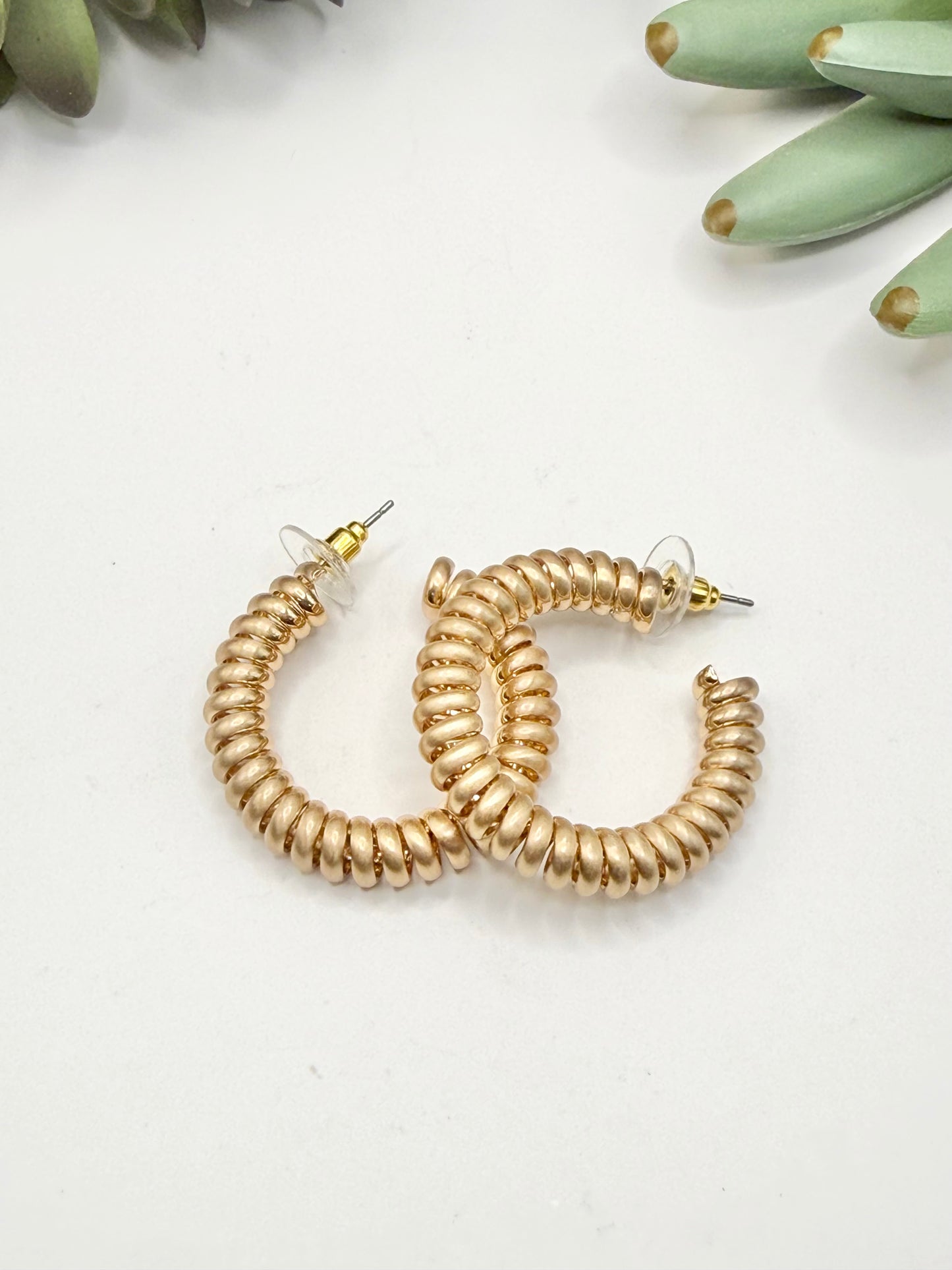 Gold Spiral Hoop Earrings