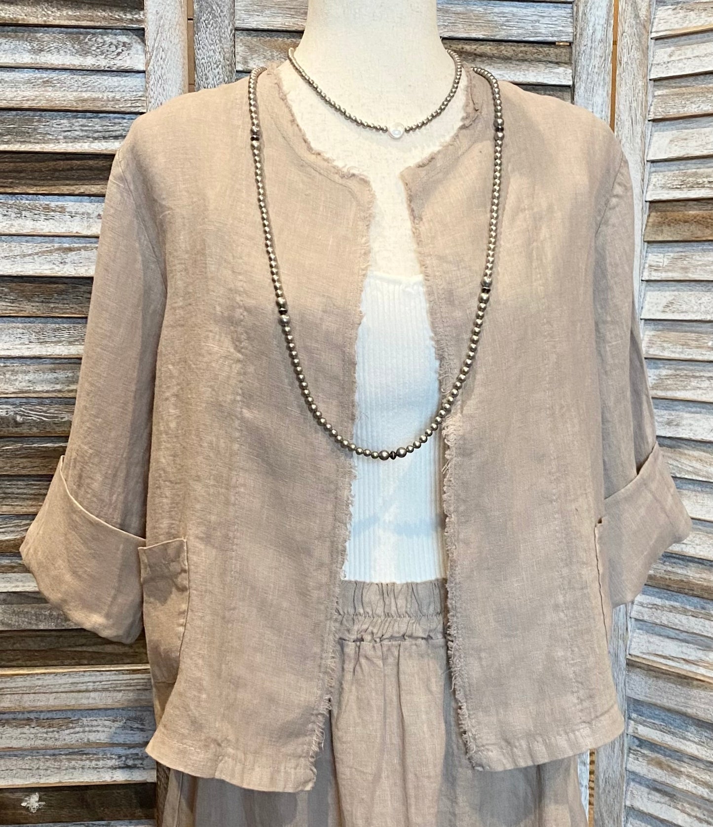 Linen Jacket & Jacquard Skirt