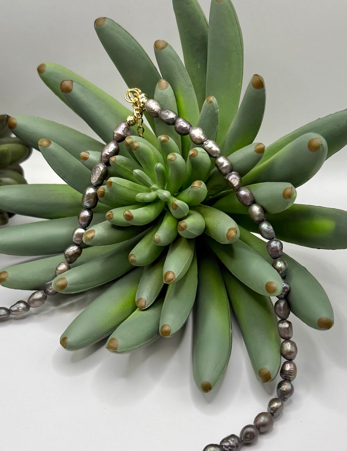 Peacock Pearls & Gold Cross Necklace