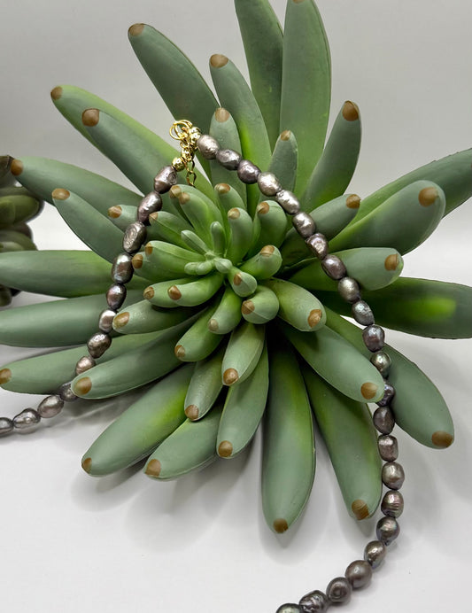 Peacock Pearls & Gold Cross Necklace