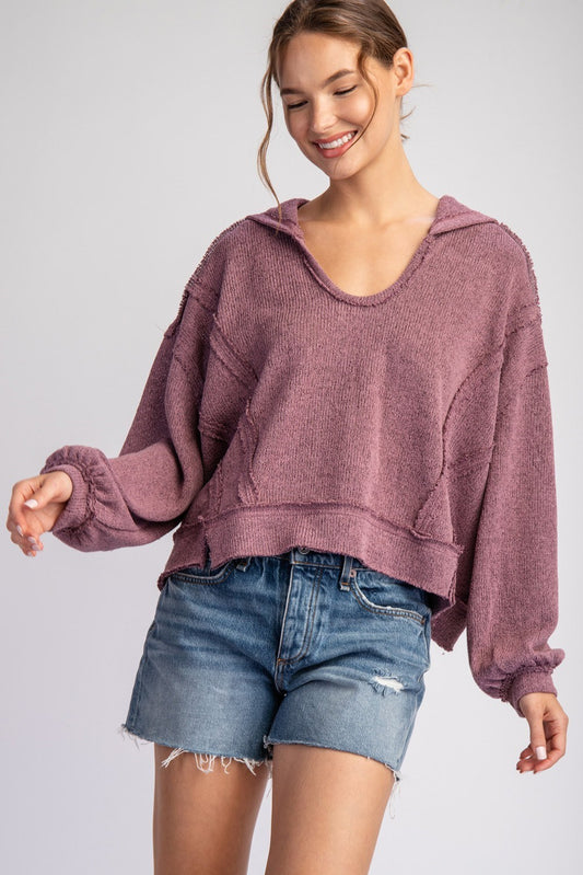 Long Sleeve Pullover Hoodie Sweater - 2 Colors