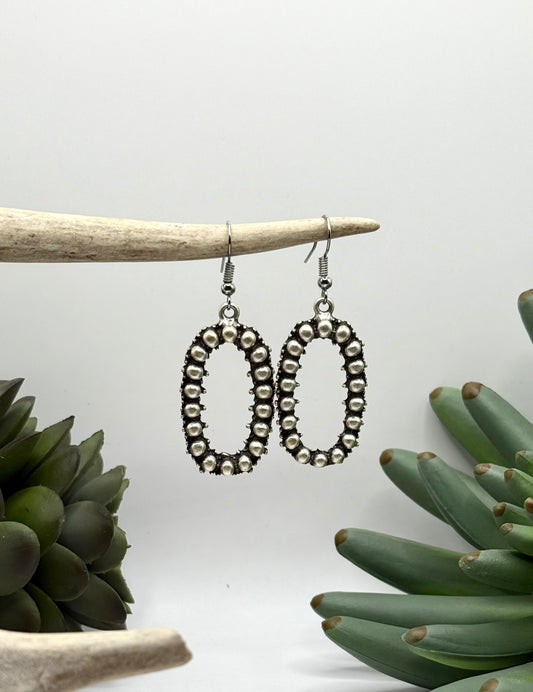 Raised Dot Oval Hoop Earrings