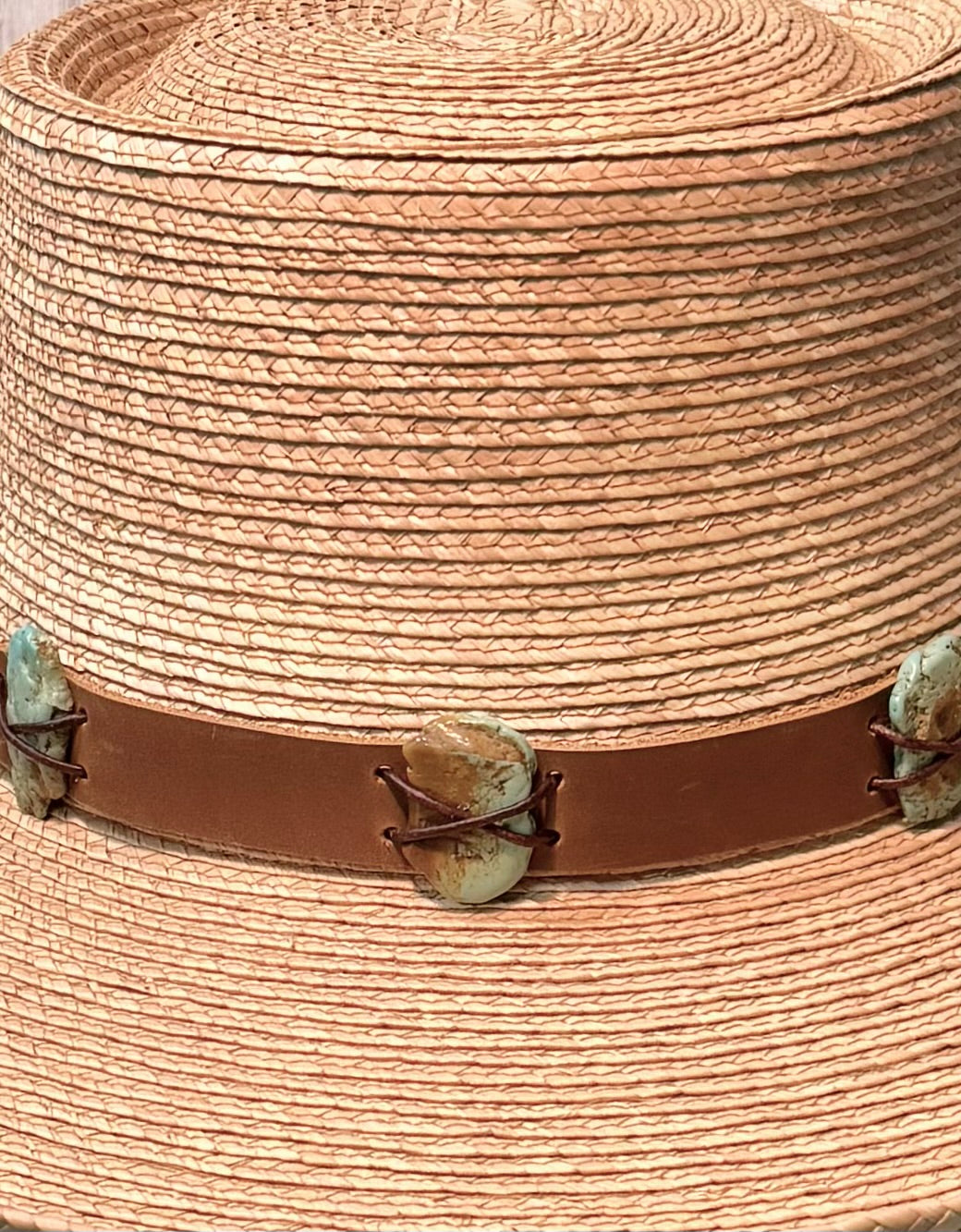 Turquoise Nugget Leather Hatband - 2 Colors