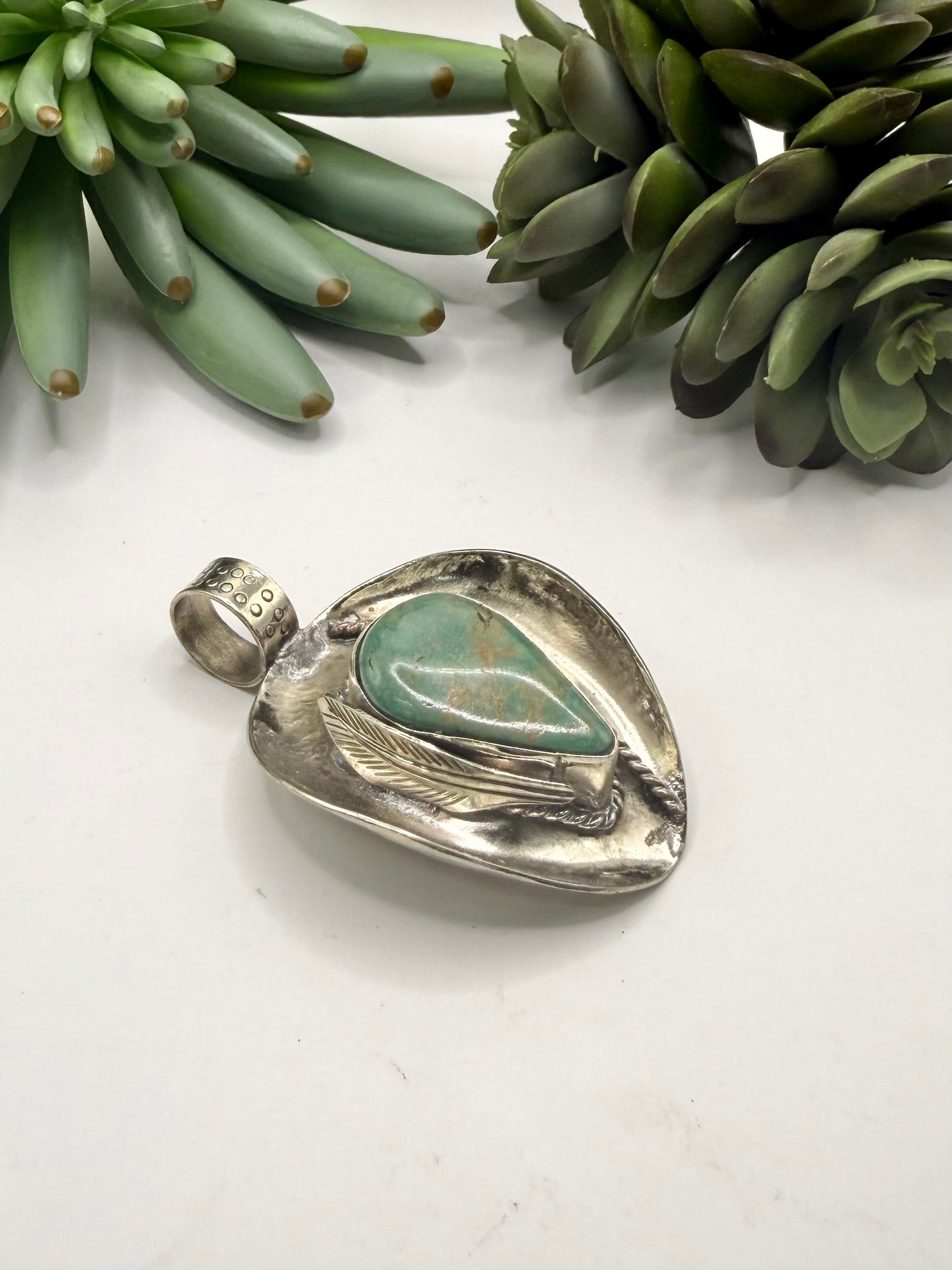 Western Hat Turquoise Pendant