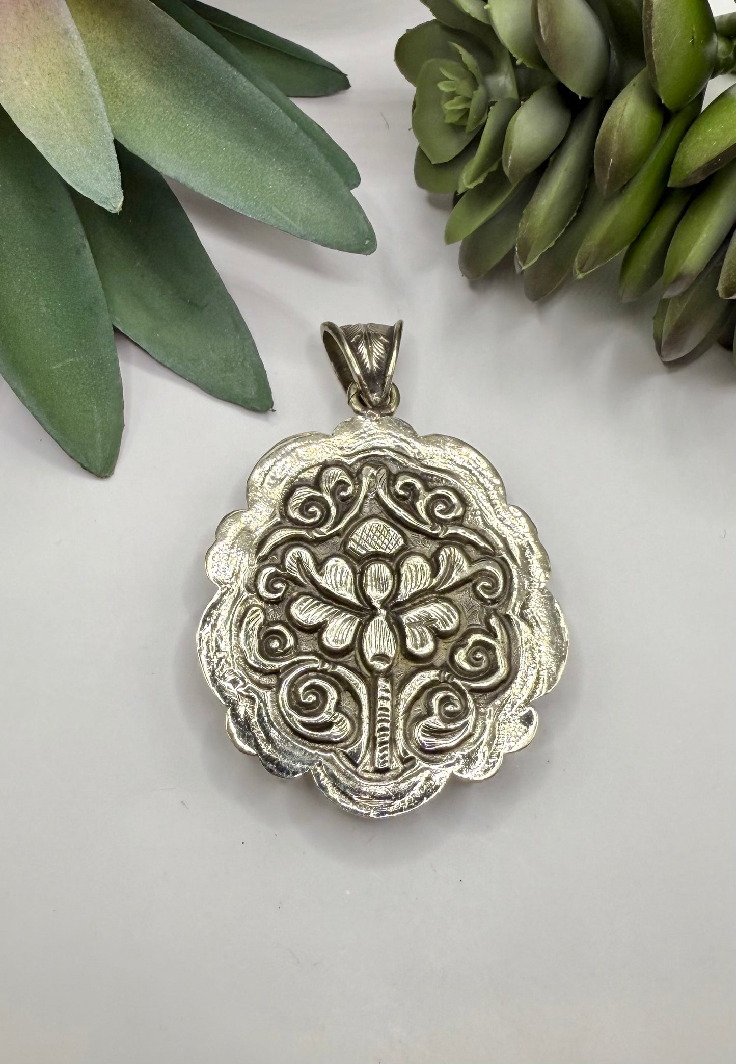 Baroque Silver Turquoise Pendant
