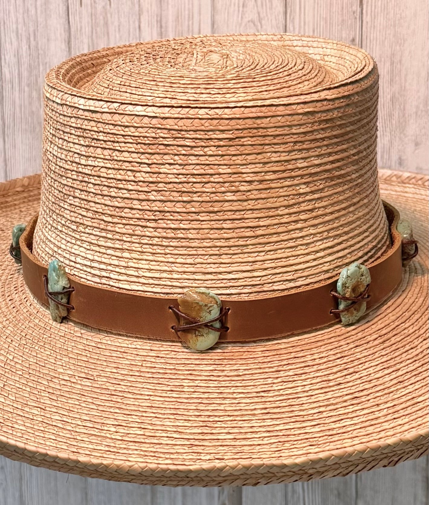 Turquoise Nugget Leather Hatband - 2 Colors