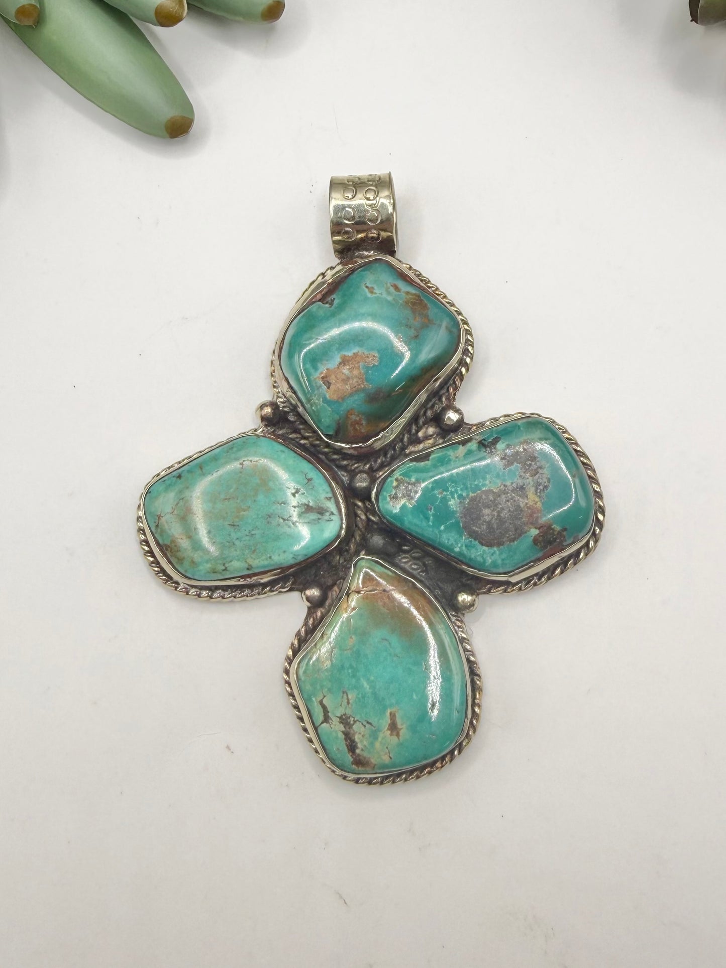 Bold Cross Turquoise Pendant