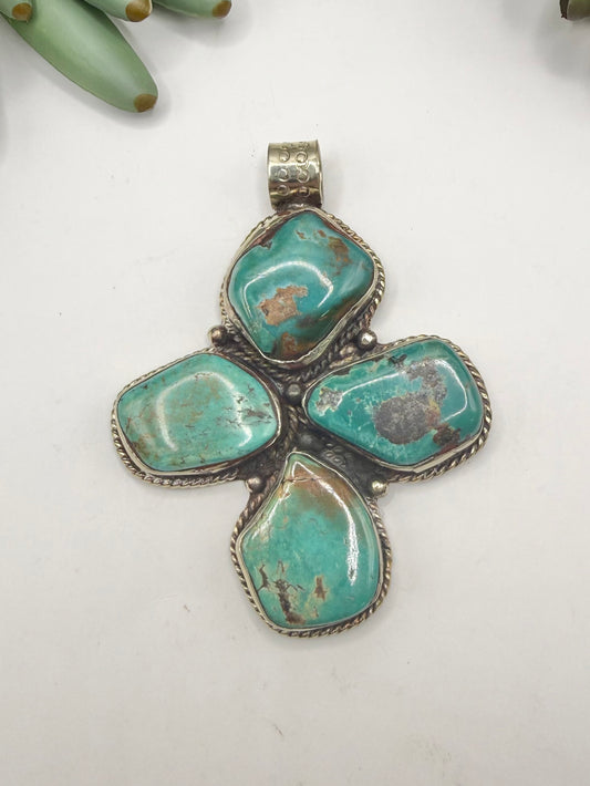 Bold Cross Turquoise Pendant