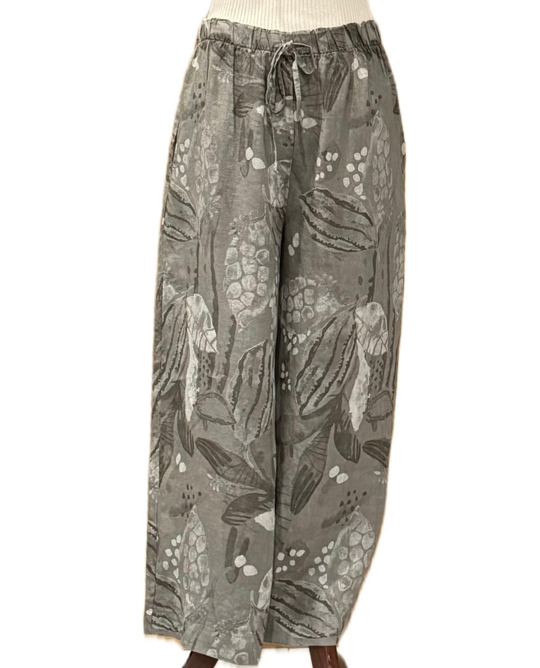 Wide Leg Linen Ocean Floral Pant
