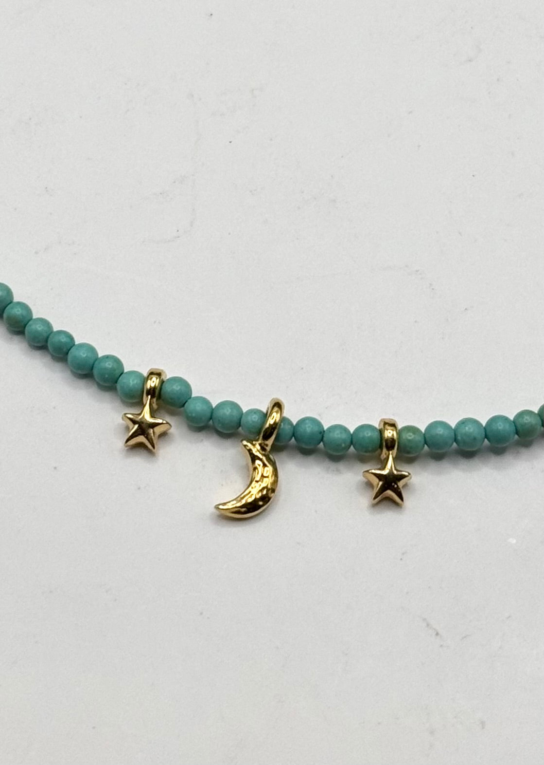 Tiny Gold Moon & Stars Necklace