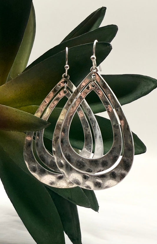 Double Hoop Hammered Earrings