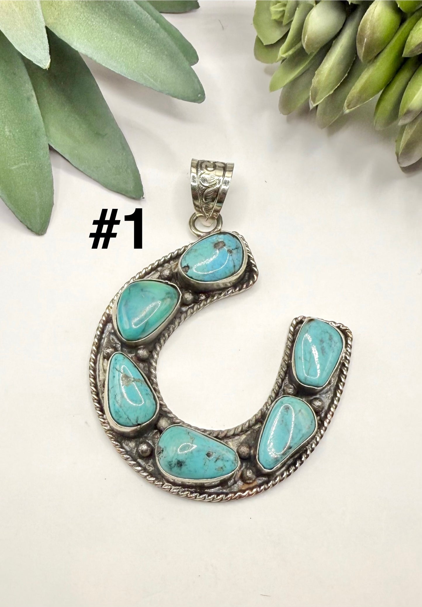 Turquoise Horseshoe Pendant