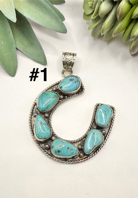 Turquoise Horseshoe Pendant